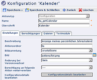 konfiguration kalender